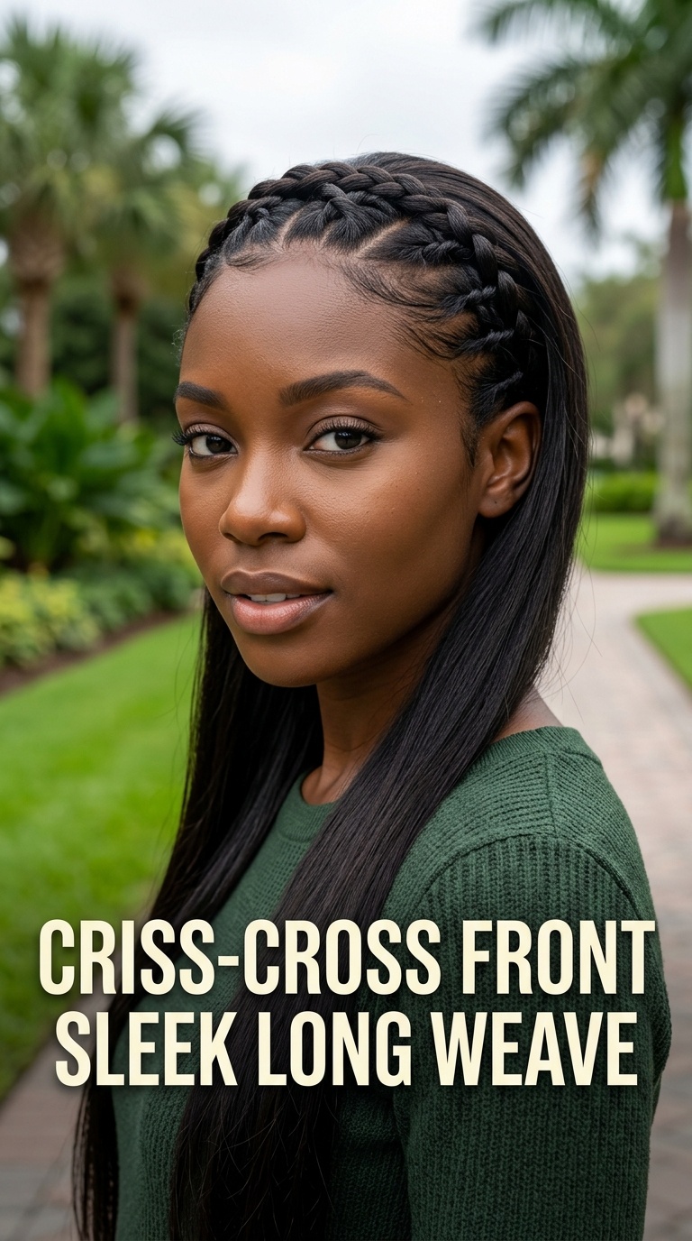 Criss-Cross Front Sleek Long Weave