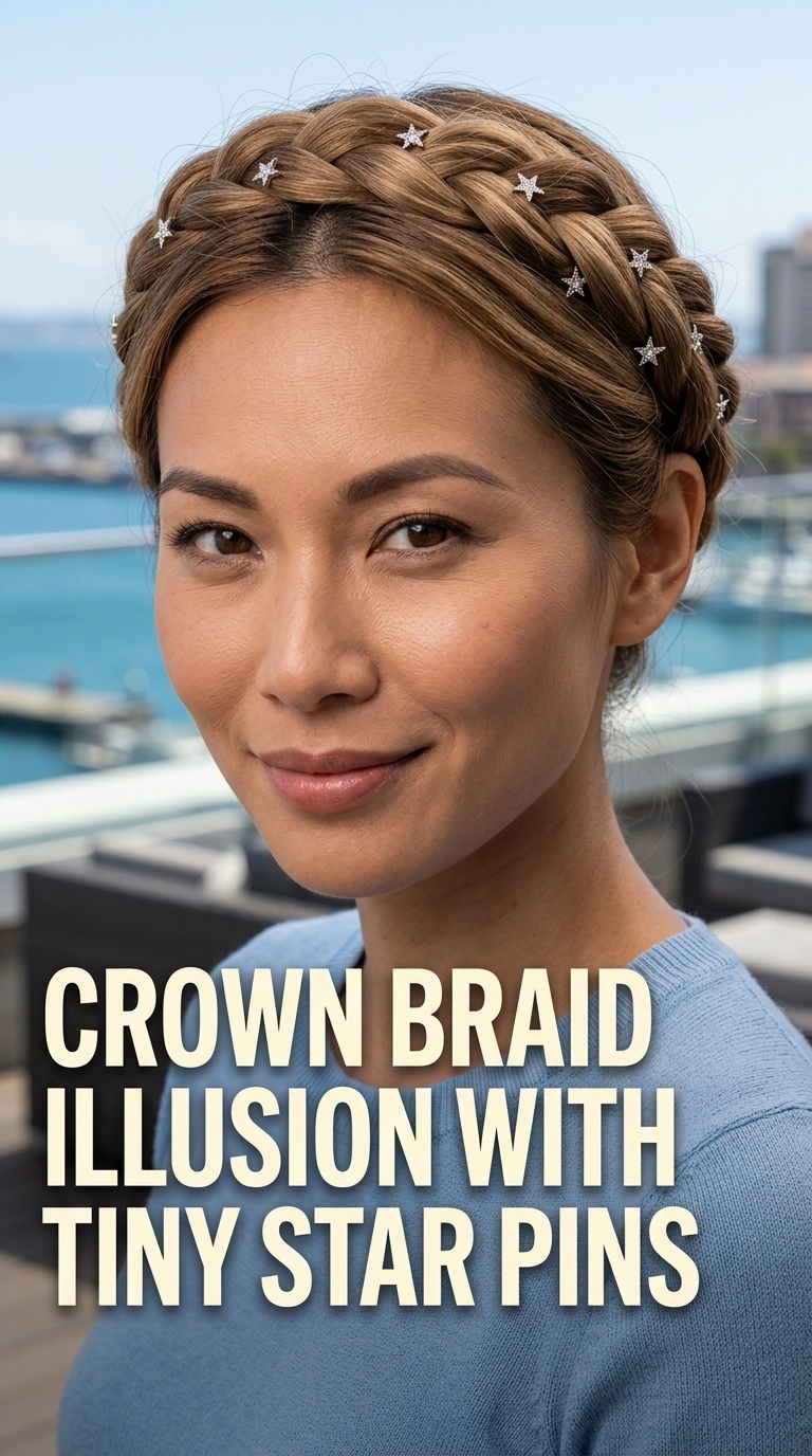 Crown Braid Illusion with Tiny Star Pins