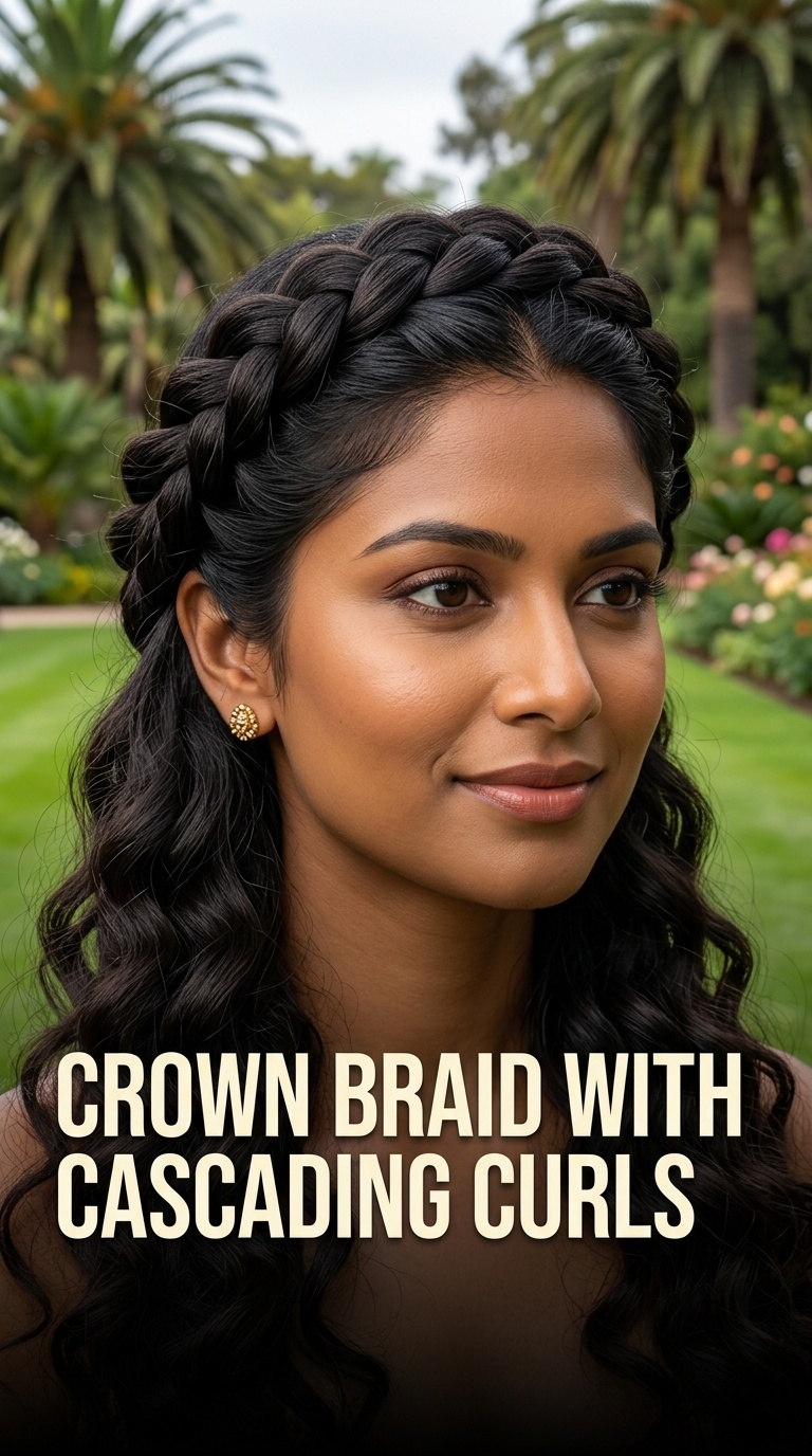 Crown Braid with Cascading Curls