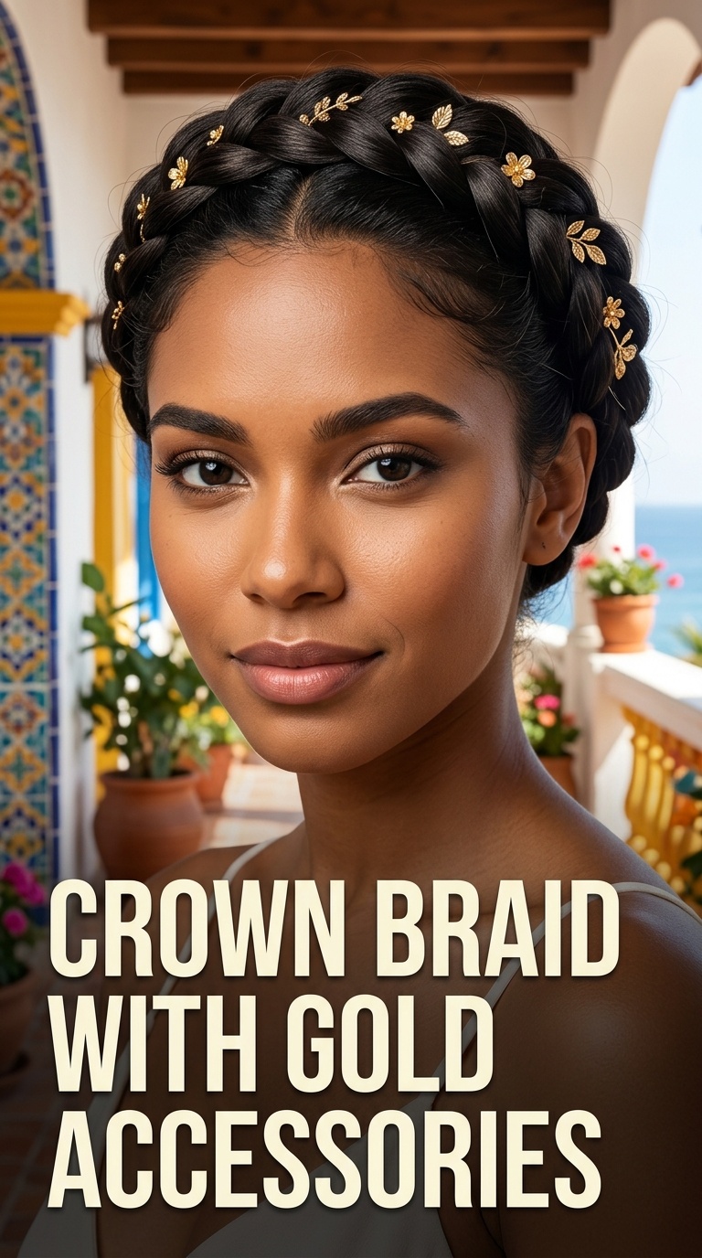 Crown Braid with Gold Accessories