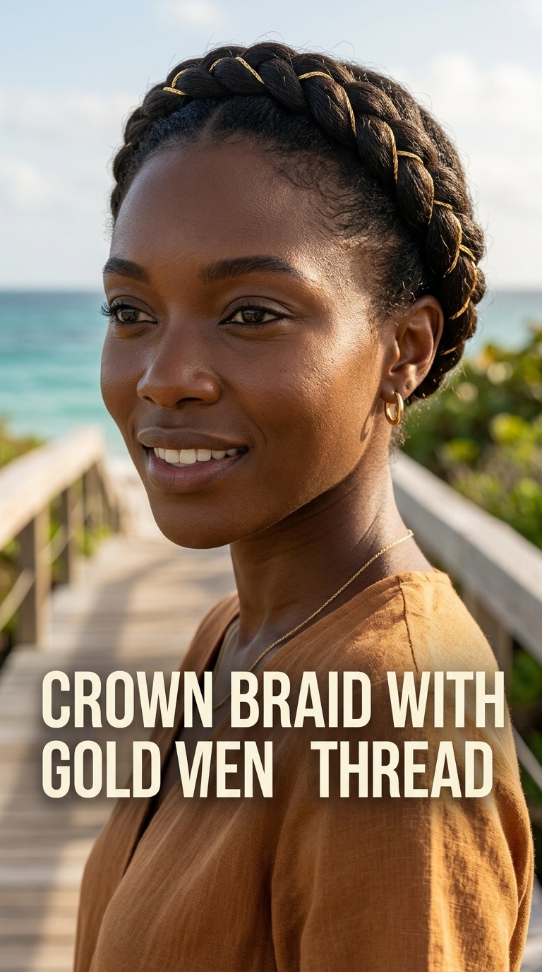 Crown Braid with Golden Thread