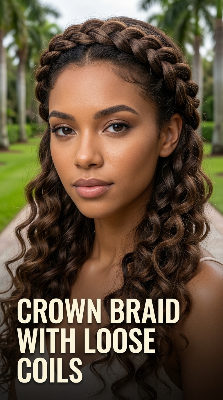 Crown Braid with Loose Coils