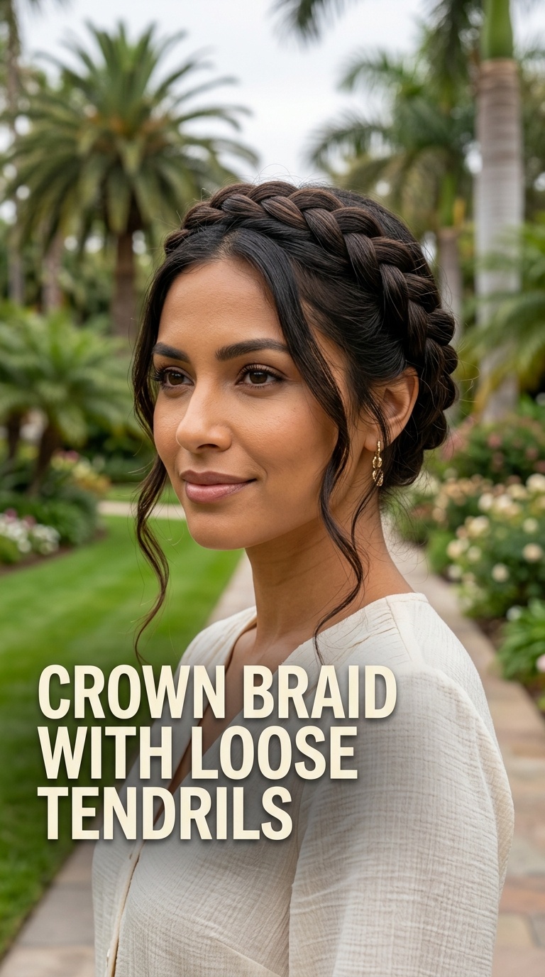 Crown Braid with Loose Tendrils