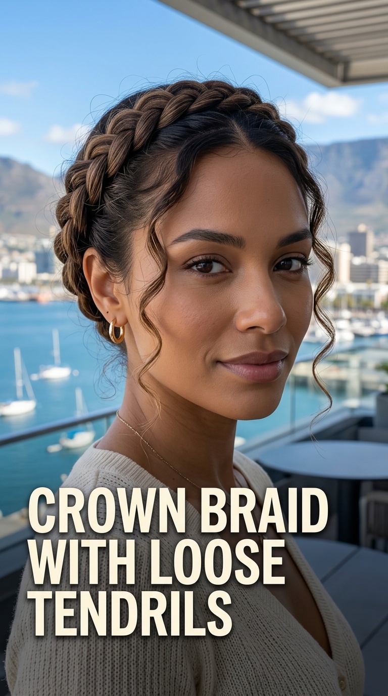 Crown Braid with Loose Tendrils