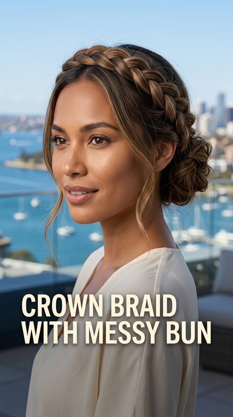 Crown Braid with Messy Bun