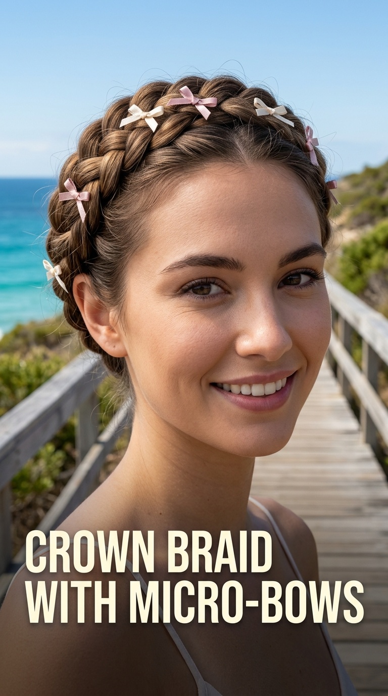 Crown Braid with Micro-Bows
