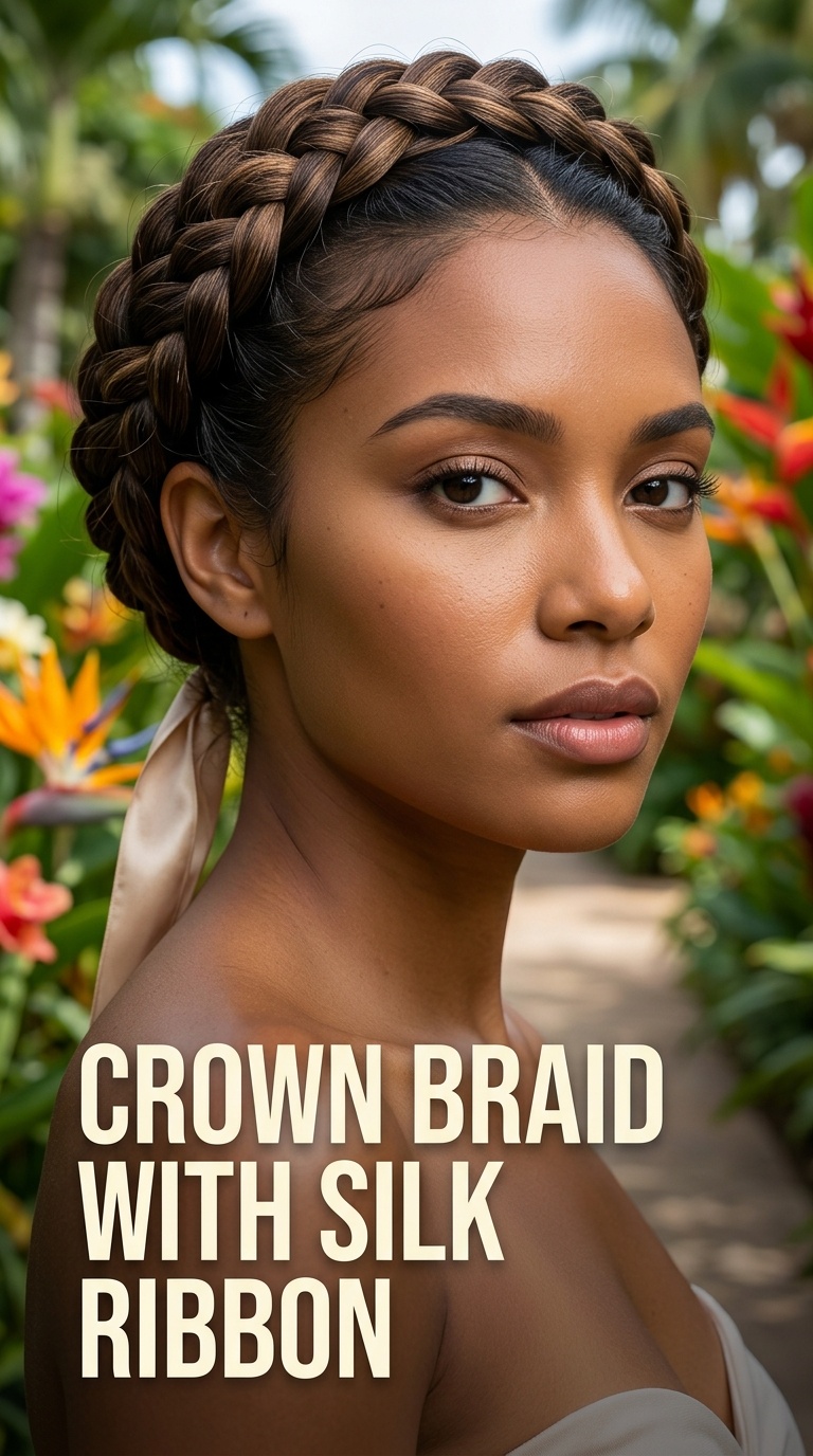 Crown Braid with Silk Ribbon