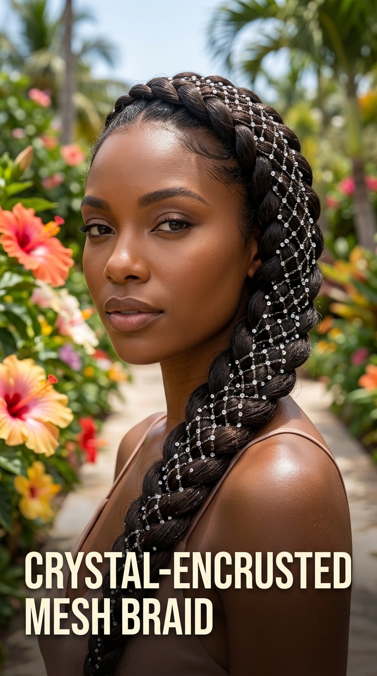 Crystal-Encrusted Mesh Braid