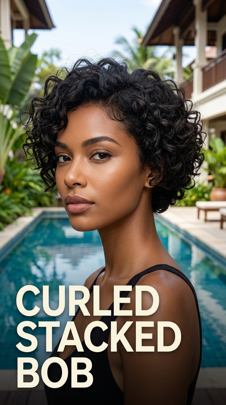 Curled Stacked Bob