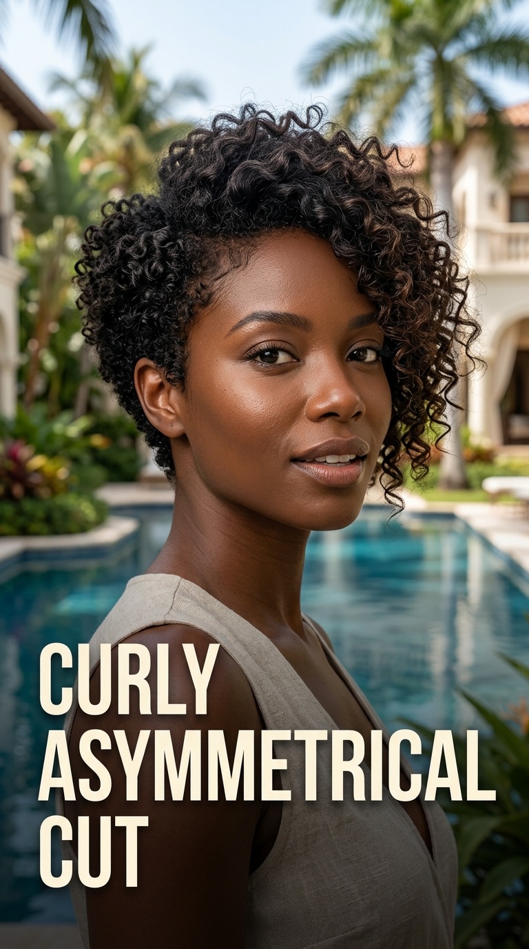Curly Asymmetrical Cut