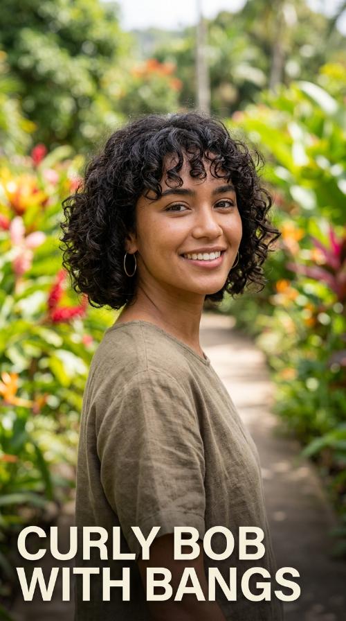 Curly Bob with Bangs