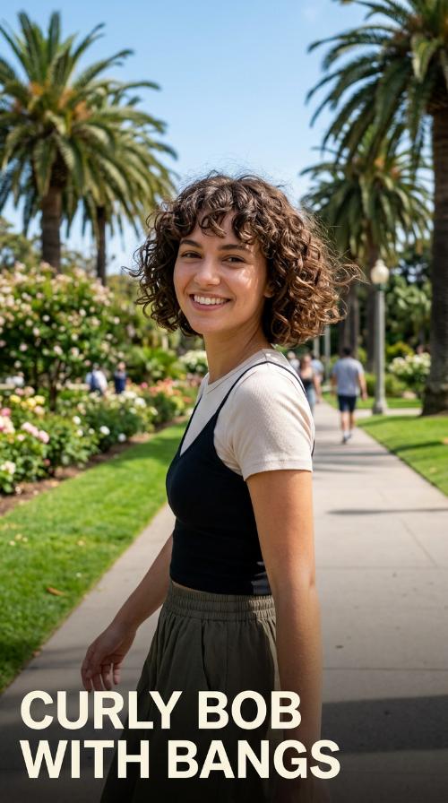 Curly Bob with Bangs