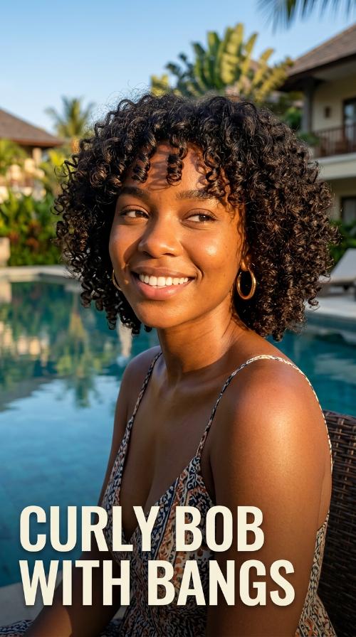 Curly Bob with Bangs