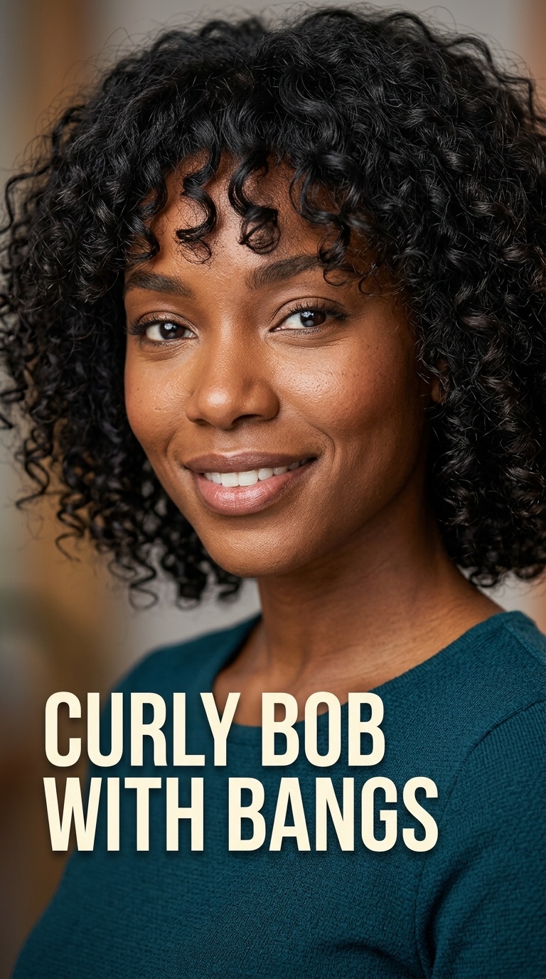 Curly Bob with Bangs