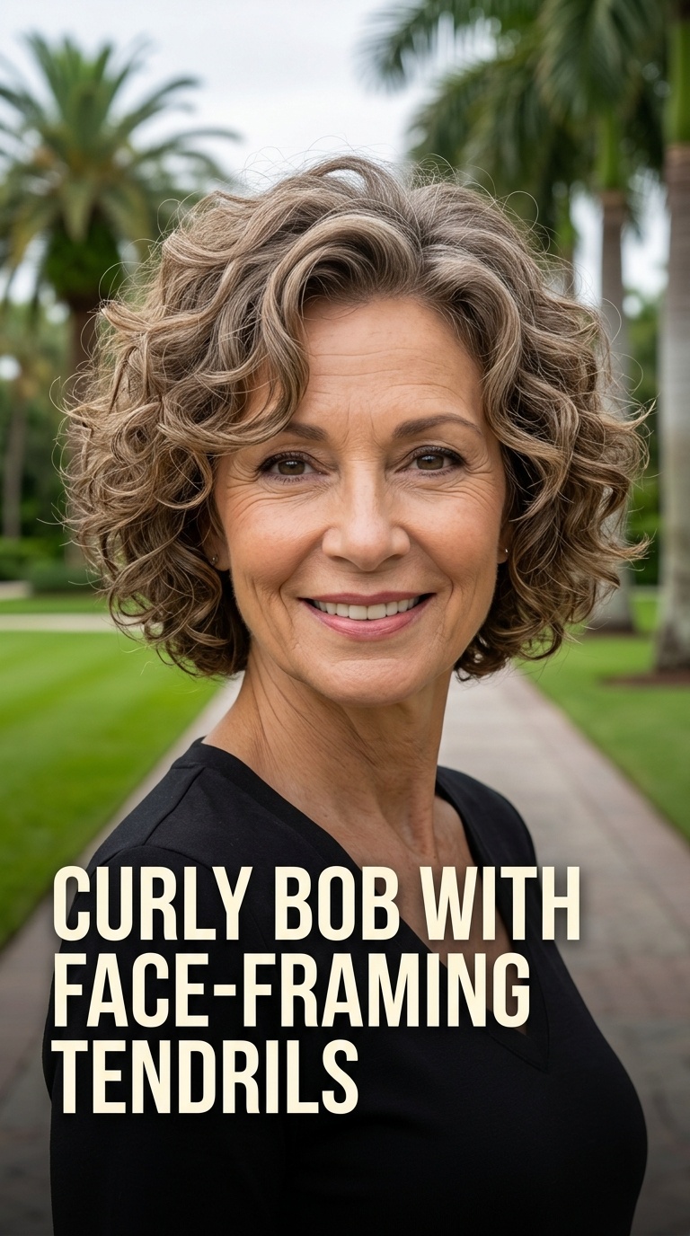 Curly Bob with Face-Framing Tendrils