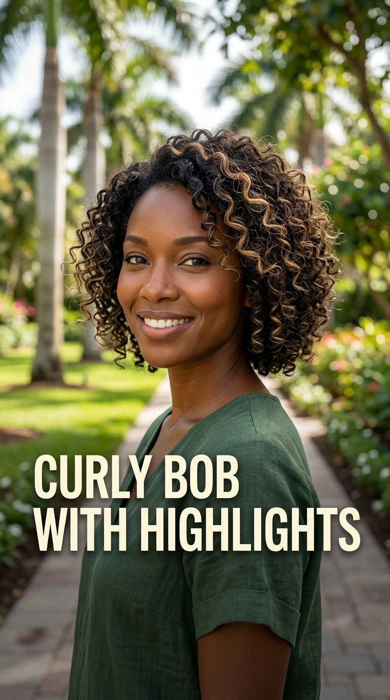 Curly Bob with Highlights