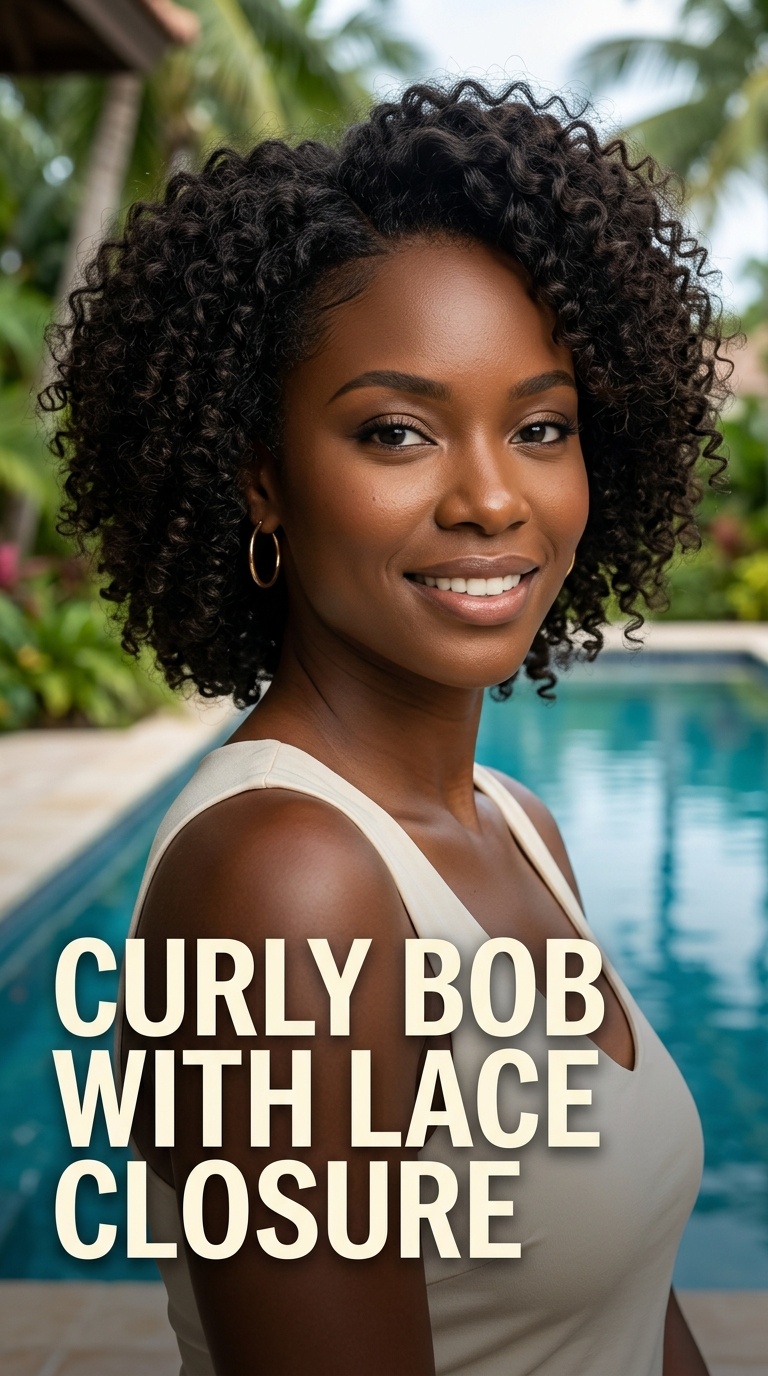 Curly Bob with Lace Closure