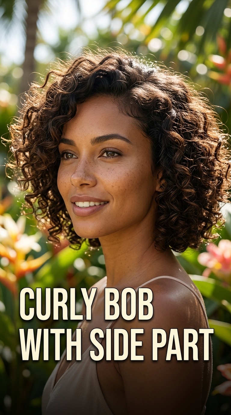 Curly Bob with Side Part