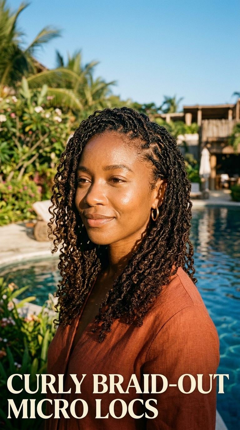 Curly Braid-Out Micro Locs