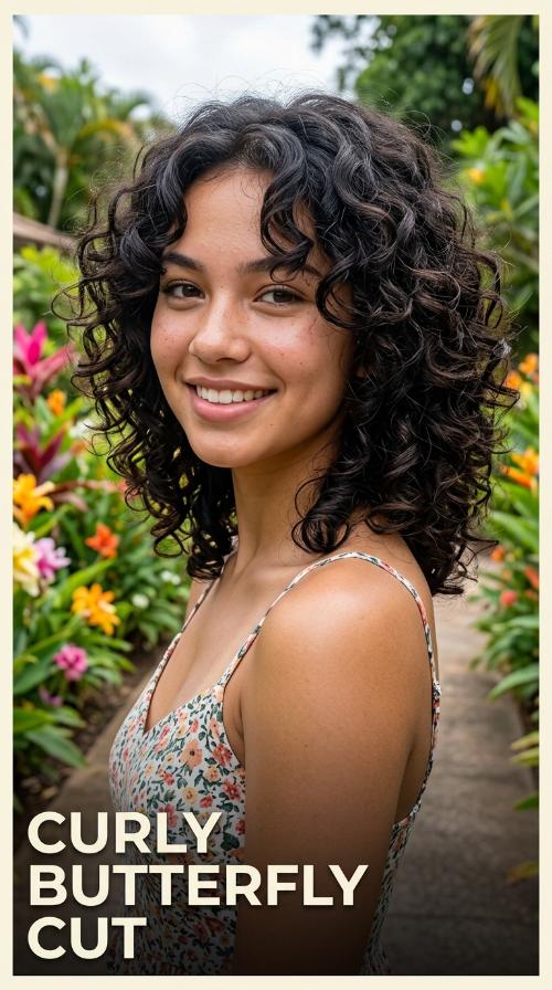 Curly Butterfly Cut