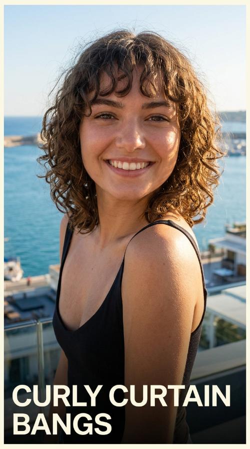 Curly Curtain Bangs