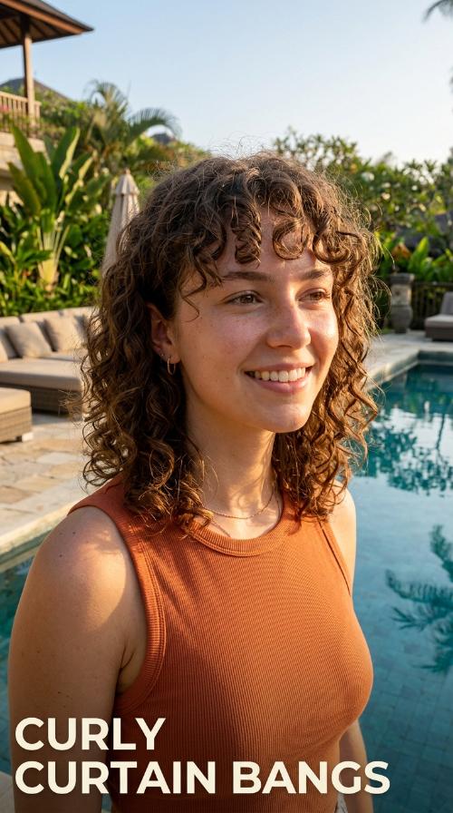 Curly Curtain Bangs