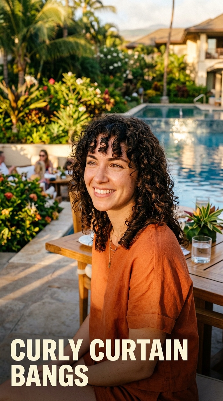 Curly Curtain Bangs