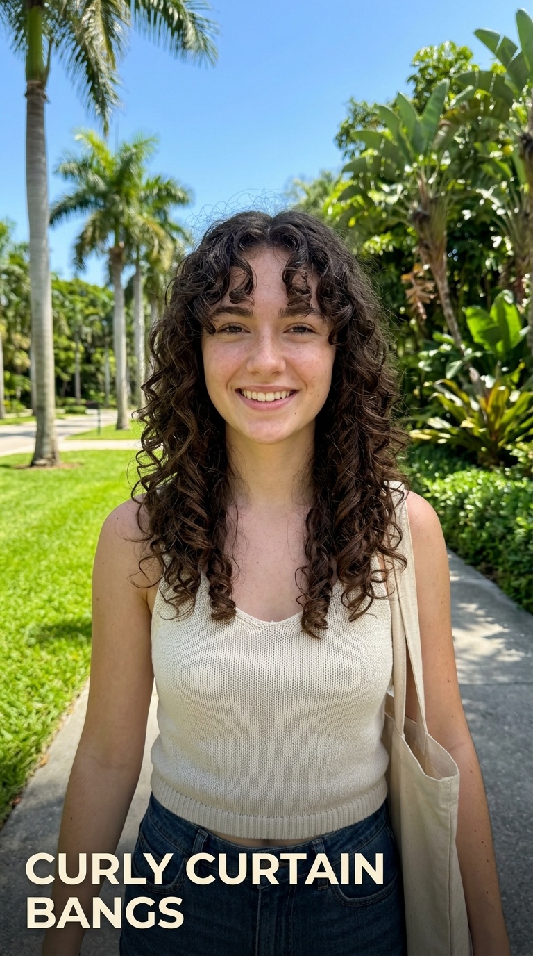 Curly Curtain Bangs