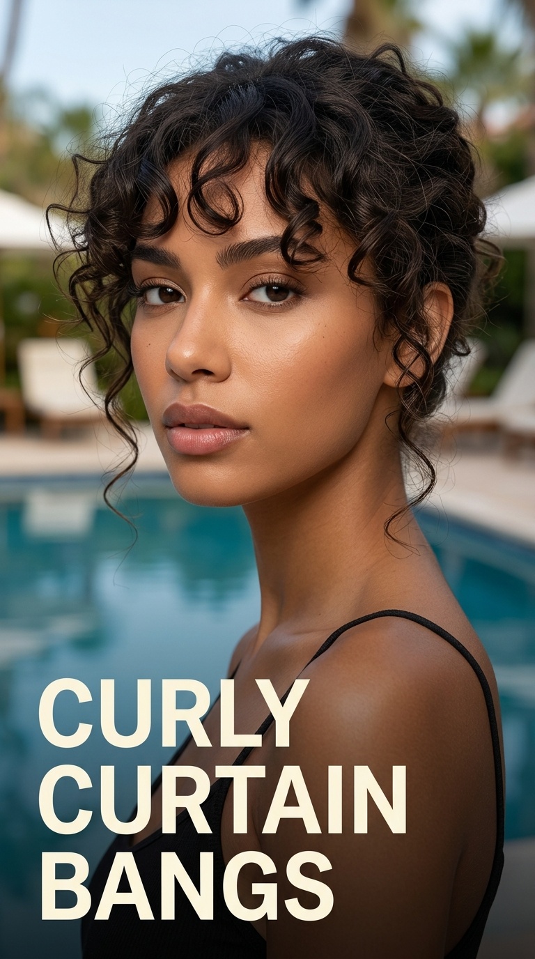 Curly Curtain Bangs