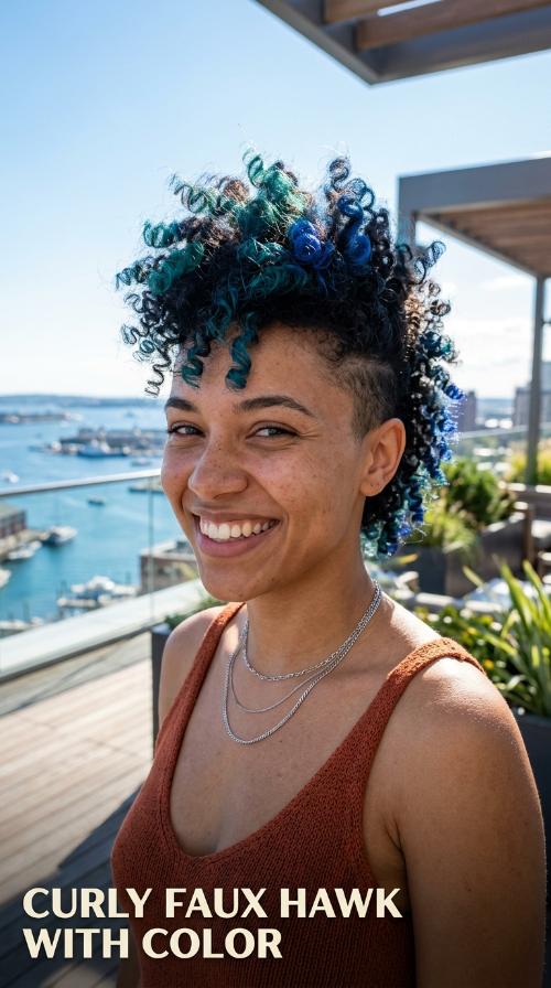 Curly Faux Hawk with Color
