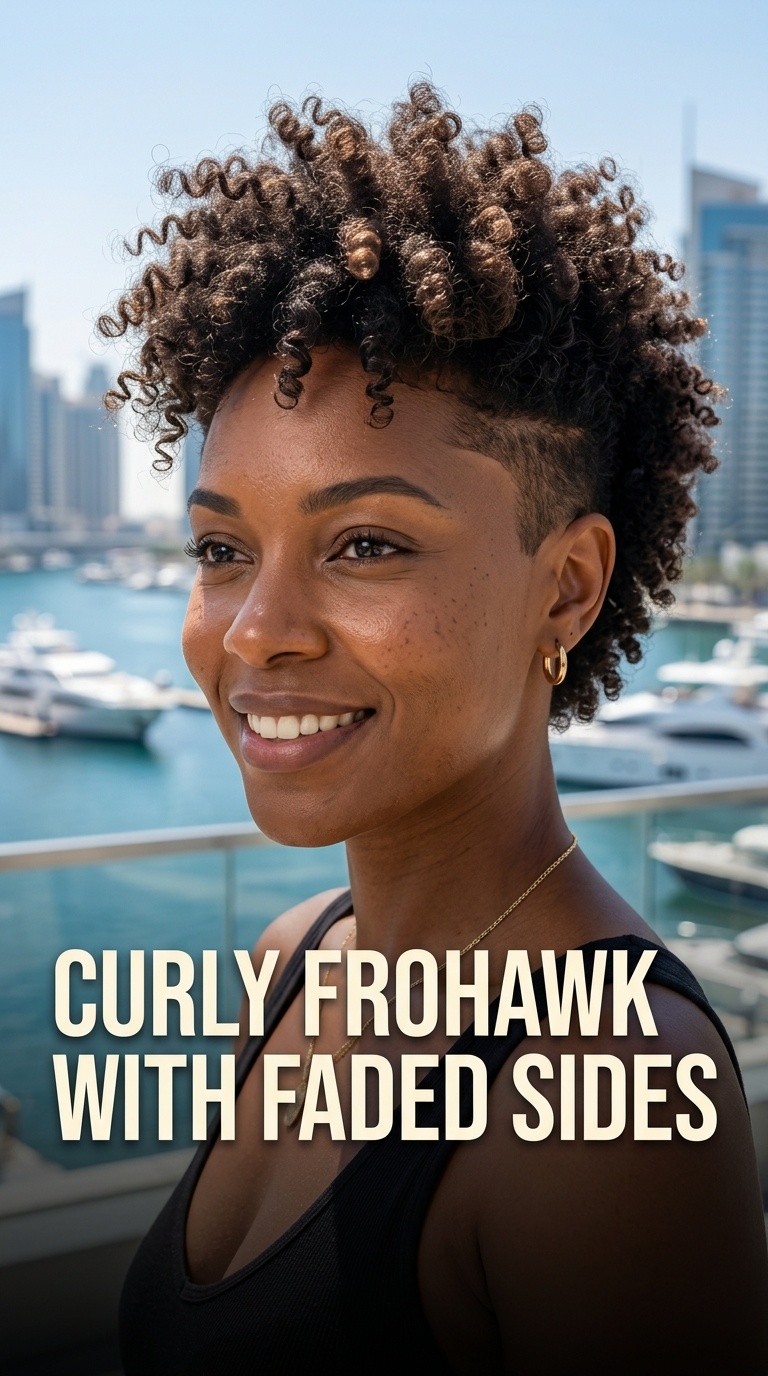 Curly Frohawk with Faded Sides