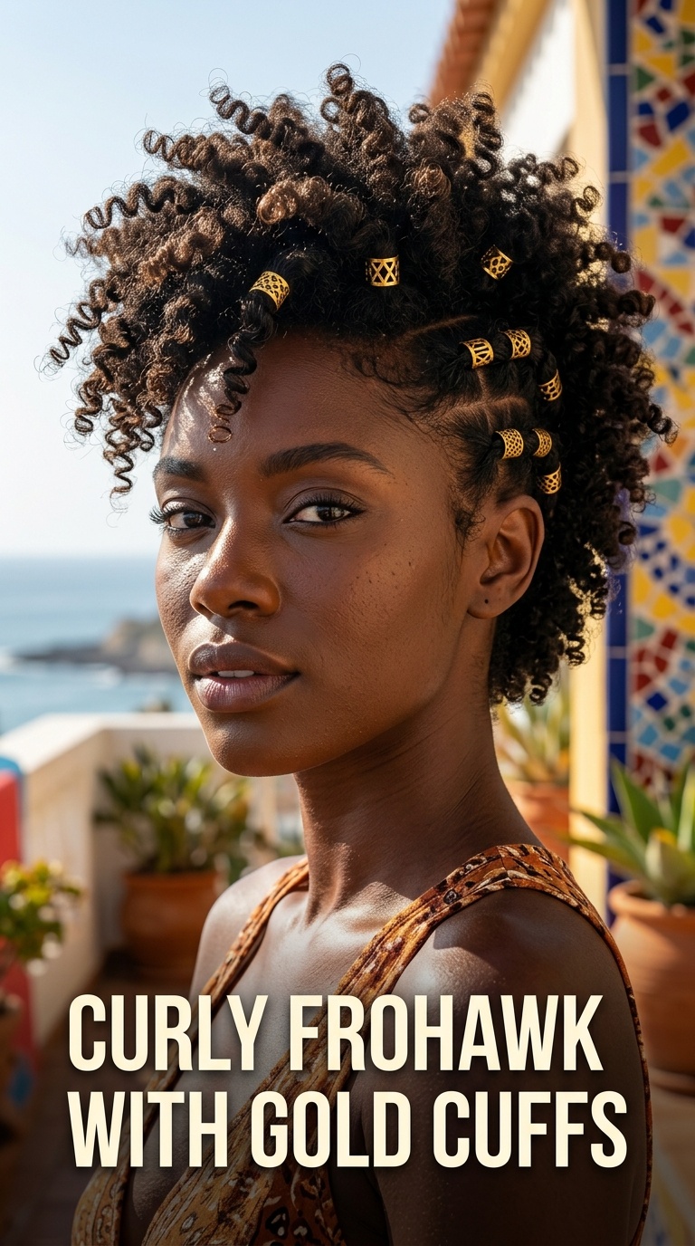 Curly Frohawk with Gold Cuffs