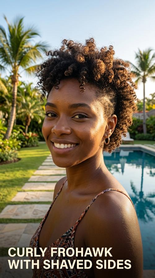 Curly Frohawk with Shaved Sides