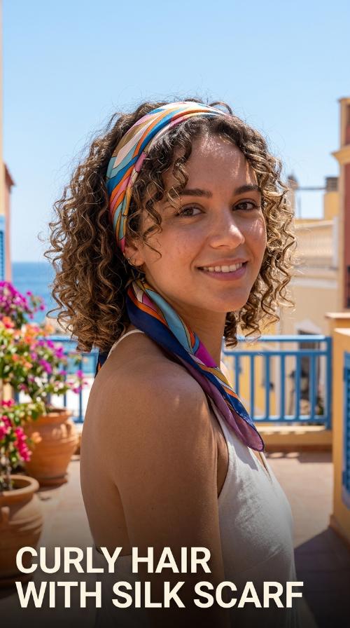 Curly Hair with Silk Scarf