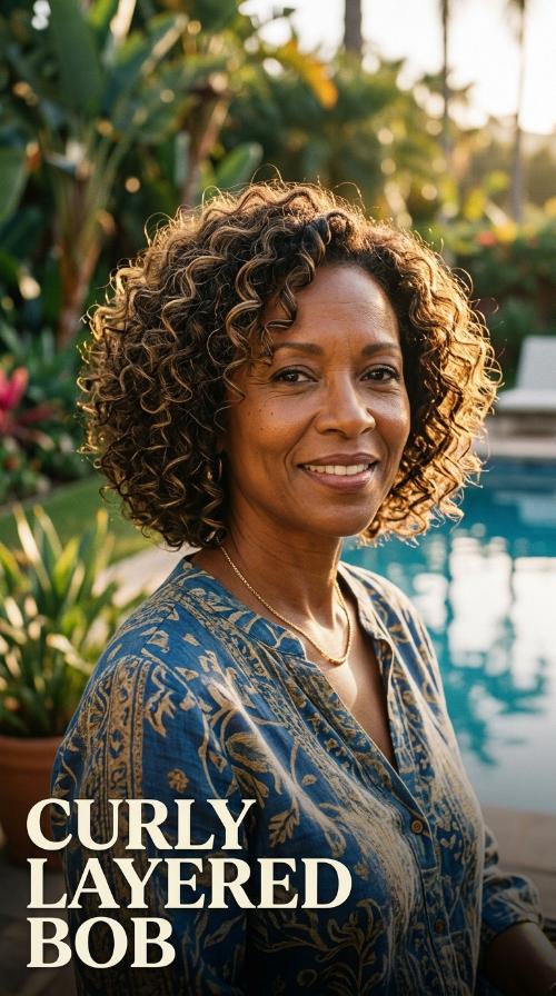 Curly Layered Bob