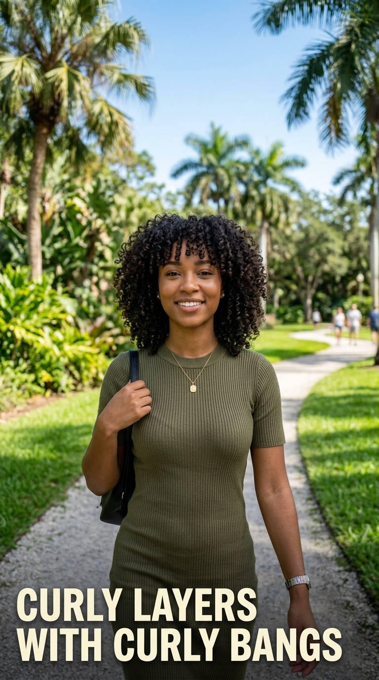 Curly Layers with Curly Bangs