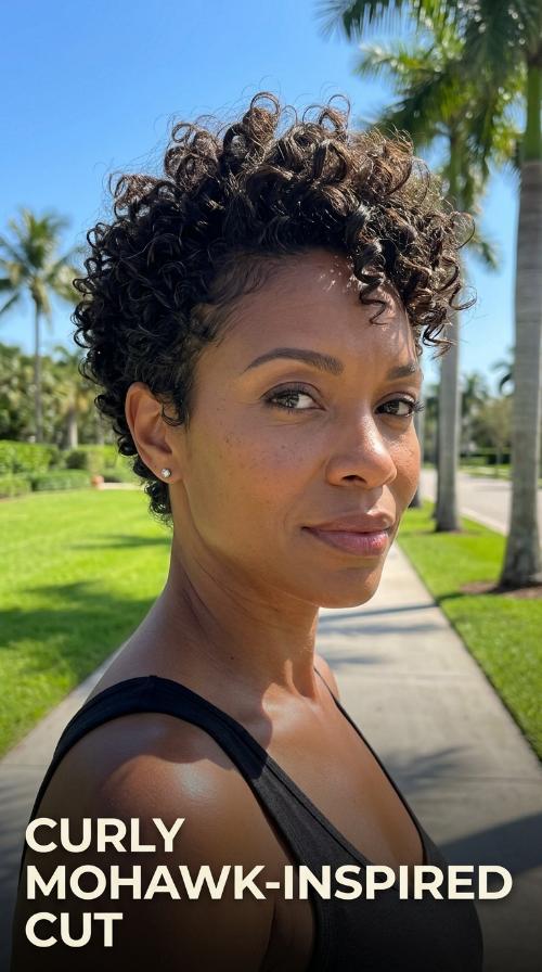 Curly Mohawk-Inspired Cut