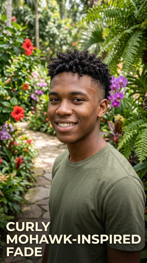 Curly Mohawk-Inspired Fade
