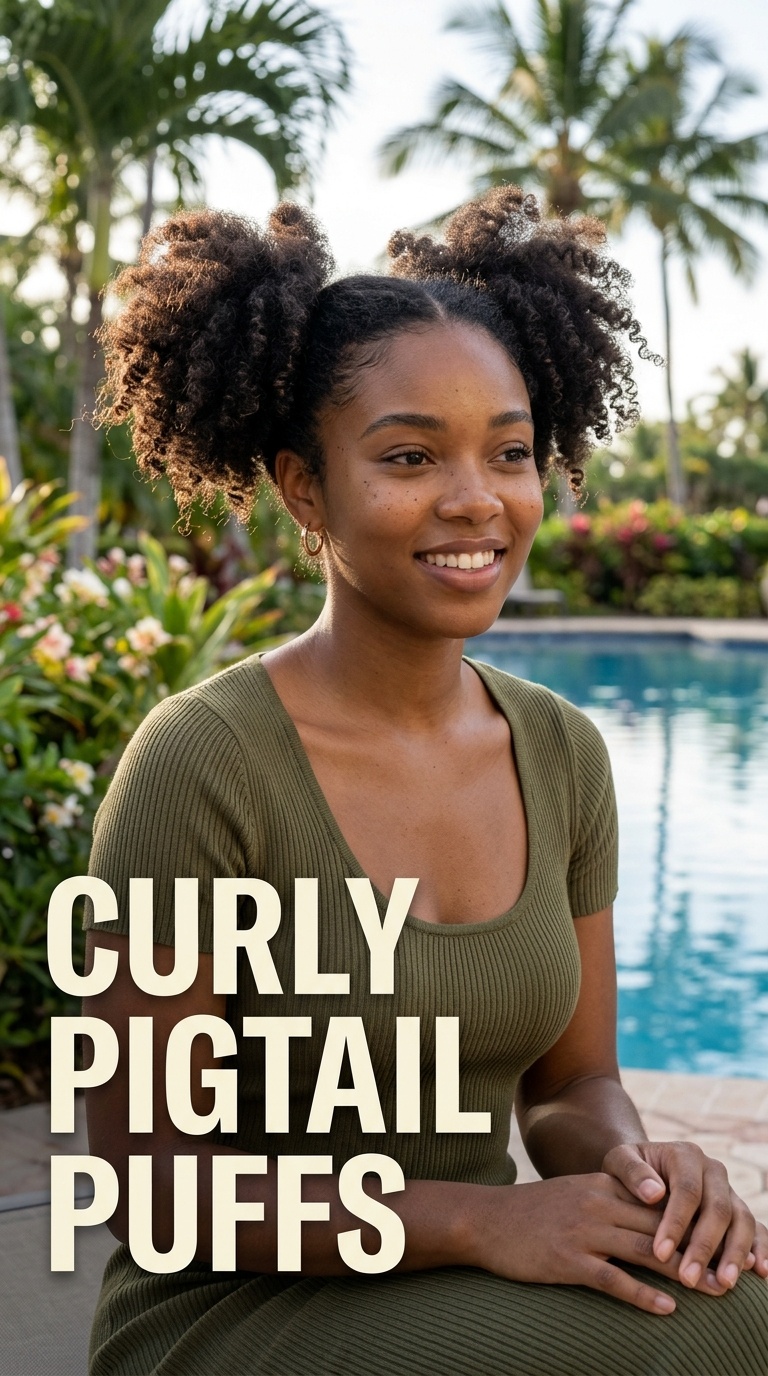 Curly Pigtail Puffs