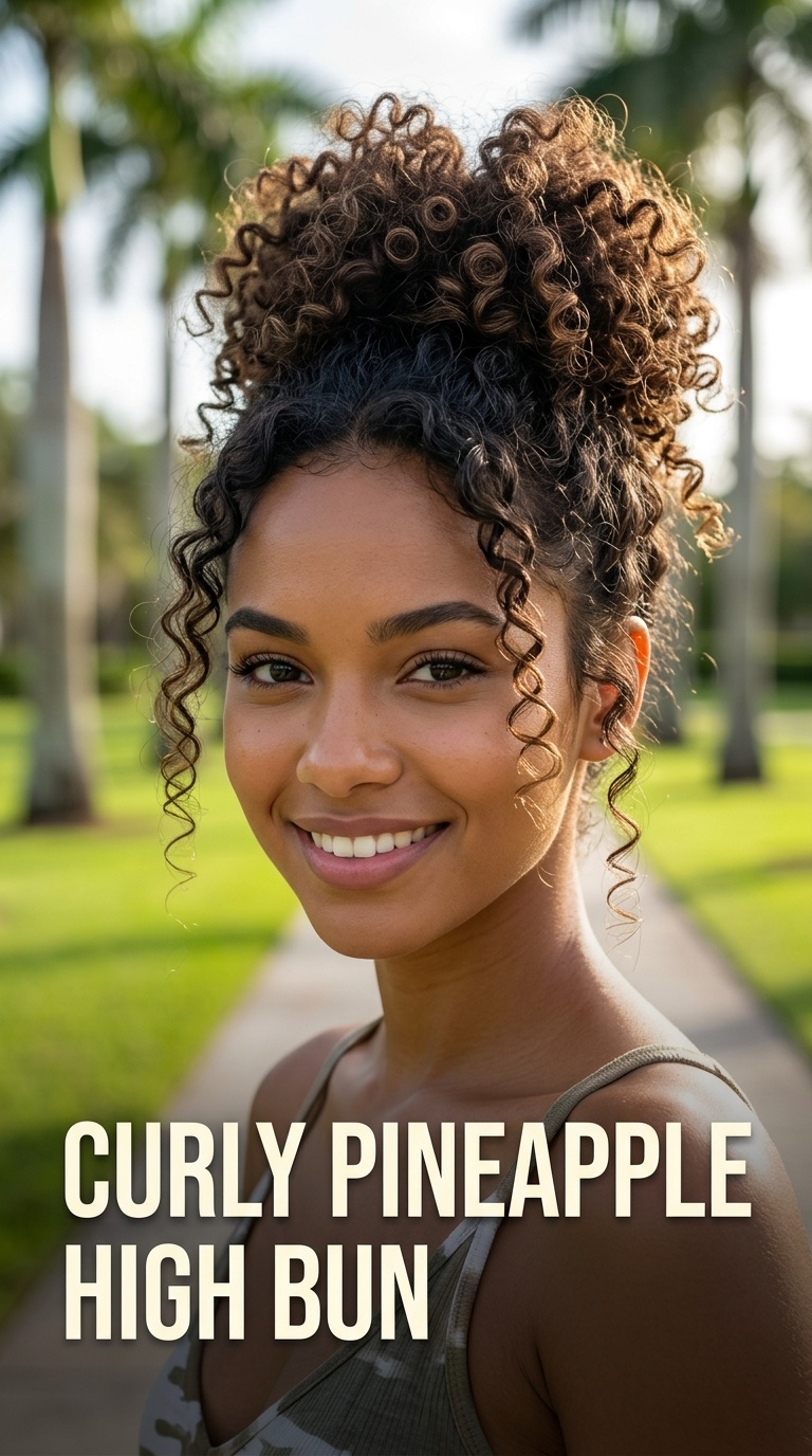 Curly Pineapple High Bun