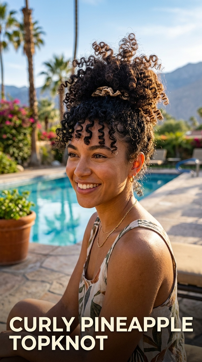 Curly Pineapple Topknot