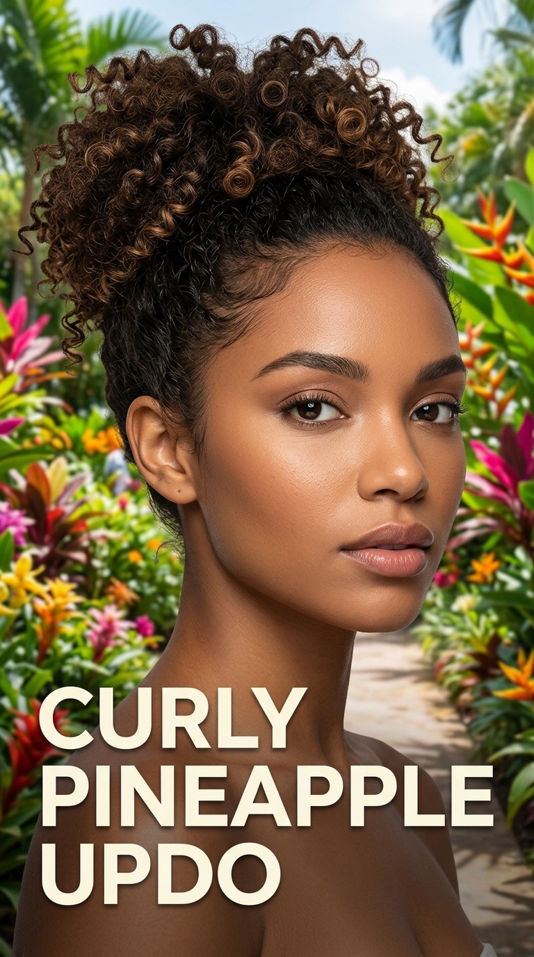 Curly Pineapple Updo