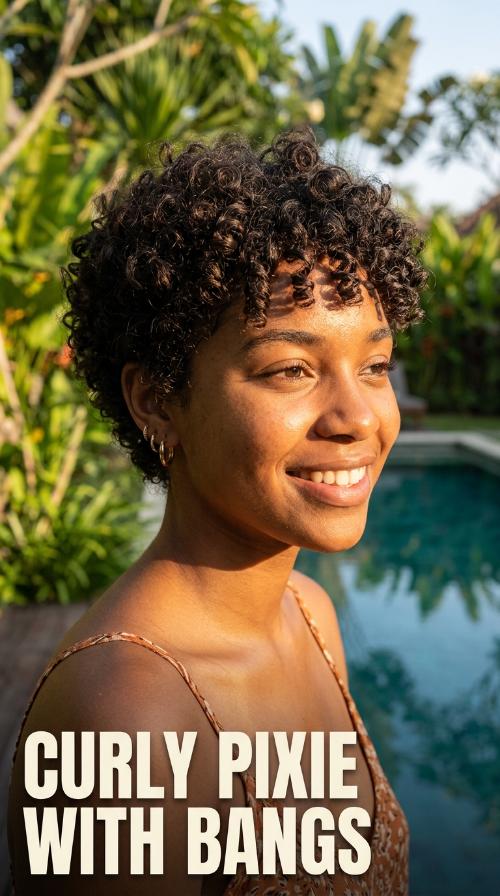 Curly Pixie with Bangs