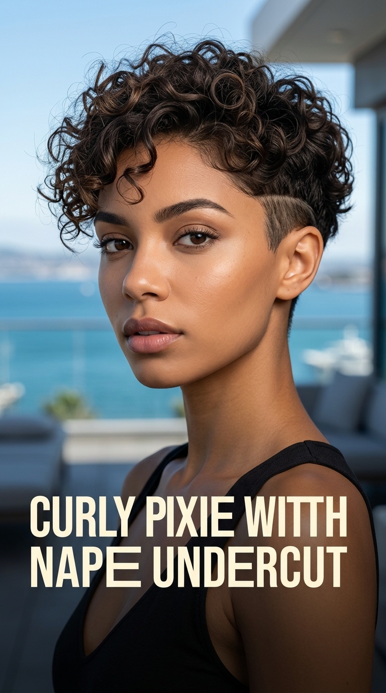 Curly Pixie with Nape Undercut