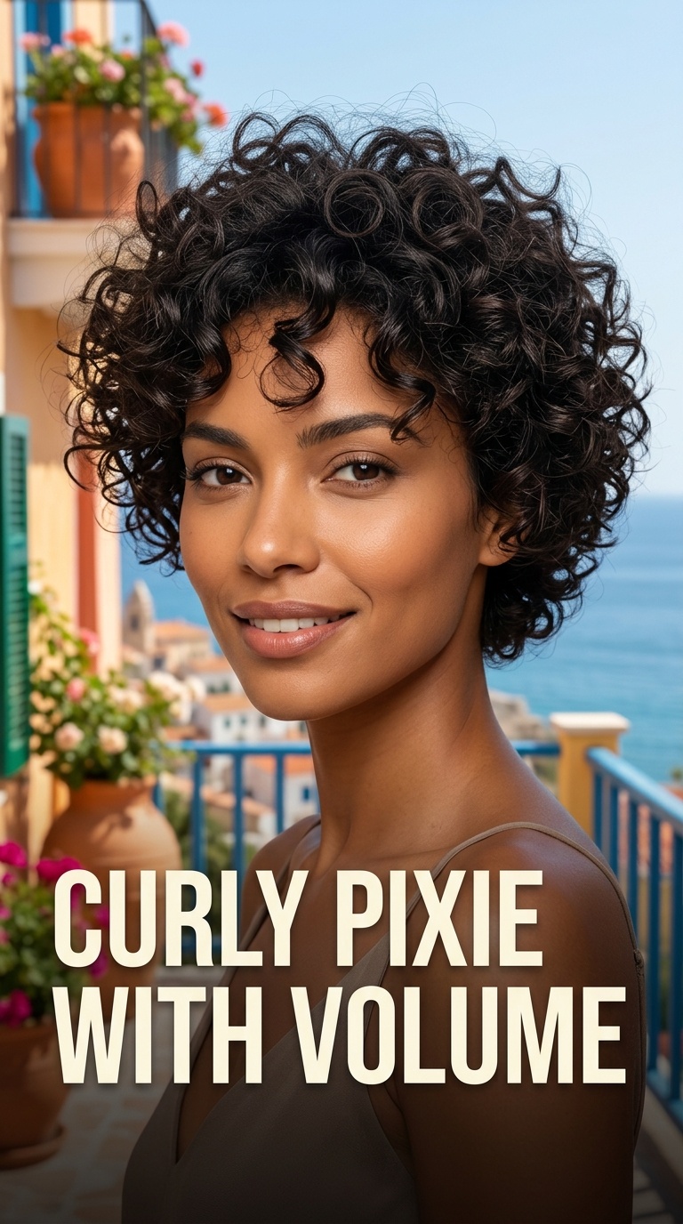 Curly Pixie with Volume
