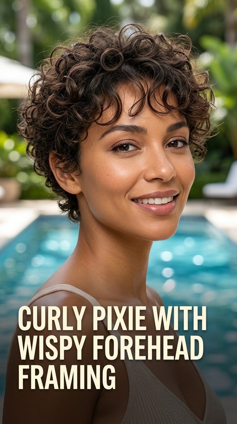 Curly Pixie with Wispy Forehead Framing