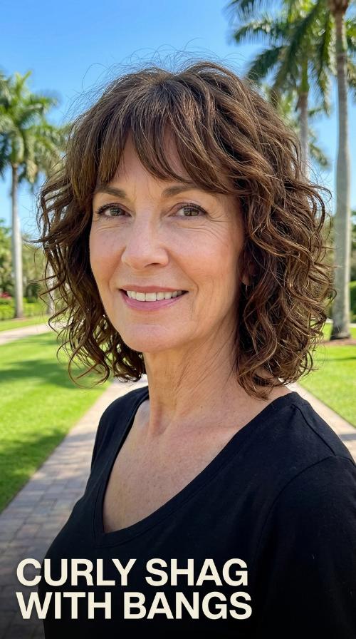 Curly Shag with Bangs