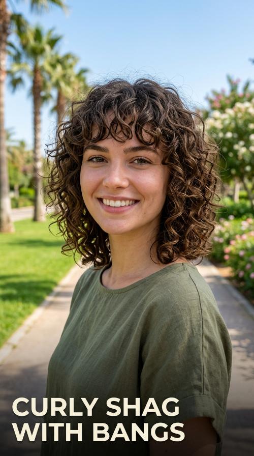 Curly Shag with Bangs
