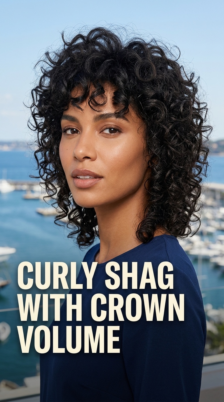 Curly Shag with Crown Volume