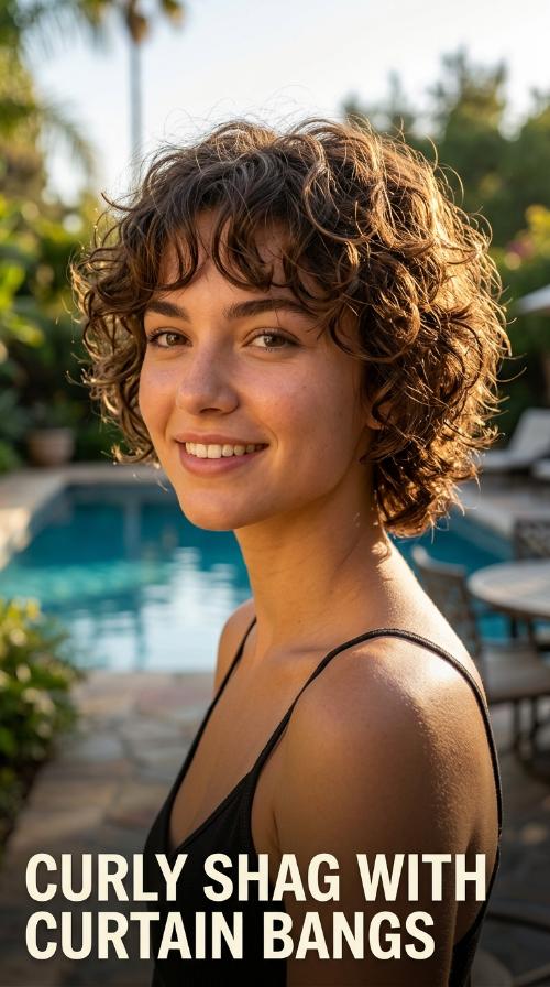 Curly Shag with Curtain Bangs